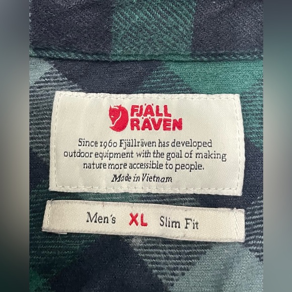 Fjallraven Mens Skog Flannel Shirt Button Up Long Sleeve Green Plaid XL‎ - Picture 2 of 11